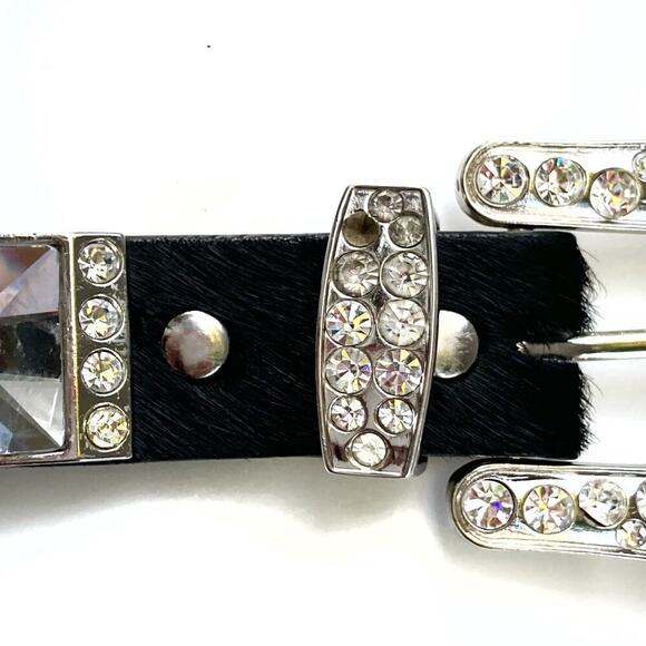 Vintage Y2K Black Rhinestone Bling Western Belt | BB Simmons Glam Rodeo Cowgirl - Picture 4 of 16